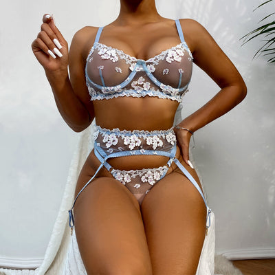 Floral Embroidered Bra Set - Shop Cheap Sexy Bras, Panties, Lingerie, Nightwear & Swimwear - Chic Luxe Fashions