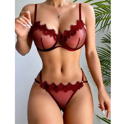 Sexy Lace Hollow Bra Set - Shop Cheap Sexy Bras, Panties, Lingerie, Nightwear & Swimwear - Chic Luxe Fashions